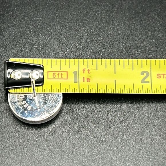 925 UTC Sterling Silver Druzy Stone Enamel Border Button Earrings - Picture 4 of 7